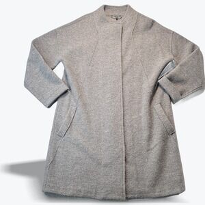 Eileen Fisher Womens Gray Wool Boiled Wool Mock Neck Coat Jacket Medium